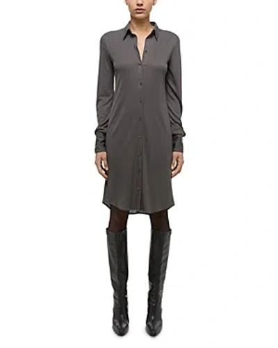 Helmut Lang Ribbed Shirt Dress In Graphite In Pink