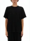 Helmut Lang Short-sleeve Black T-shirt With Embossed Logo And Relaxed Fit In Black