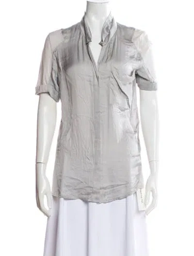 Pre-owned Helmut Lang Short Sleeve Blouse In Gray