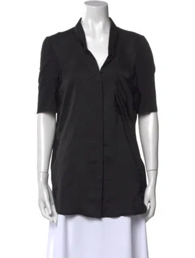 Pre-owned Helmut Lang Short Sleeve Button-up Top In Black