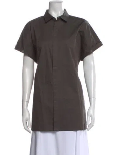 Pre-owned Helmut Lang Short Sleeve Button-up Top In Gray
