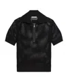 Helmut Lang Short Sleeve Mesh Quarter-zip Sweater In Black