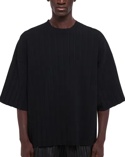Helmut Lang Men's Pleated Crewneck T-shirt In Black