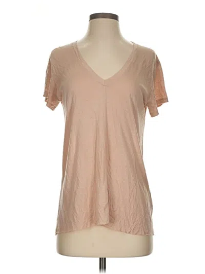 Pre-owned Helmut Lang Short Sleeve Top Tan V Neck Tops In Brown