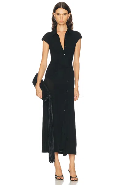 Helmut Lang Short Sleeve Twist Dress In Black