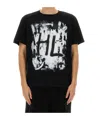 Helmut Lang Scribble Crew Neck Graphic Print Short Sleeves In Black
