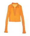 Helmut Lang Long Sleeve Crop Polo Top In Orange