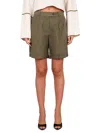 Helmut Lang Mini Short With Zip And Button Closure In Military Green
