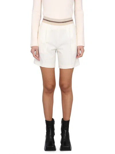 Helmut Lang Shorts With Logo Band In Ivory
