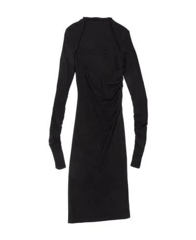 Helmut Lang Shrung Gathered Midi Dress In Black