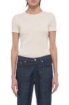 Helmut Lang Shrunken Cotton Modal Top In Neutral