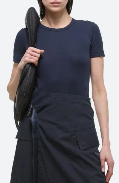 Helmut Lang Shrunken Cotton Modal Top In Blue