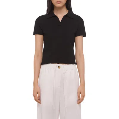 Helmut Lang Shrunken Knit Polo In Black