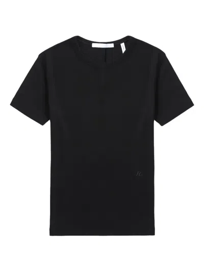 Helmut Lang Shrunken Short-sleeve Crew-neck Top In Black