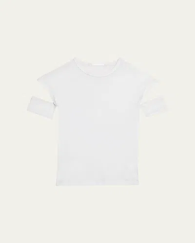 Helmut Lang Shrunken Slash T-shirt In Optic Wht