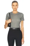 Helmut Lang Womens Gunmetal Faded-wash Shrunken Short-sleeve Cotton T-shirt In Gunmetal