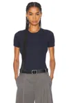 Helmut Lang Shrunken Cotton Modal Top In Navy