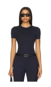 Helmut Lang Shrunken Ribbed-knit Top In 藏青色