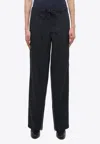 Helmut Lang Inner Gusset Zip Wide Leg Pants In Navy