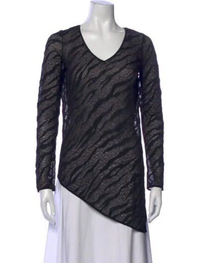 Pre-owned Helmut Lang Silk Animal Print Top In Black