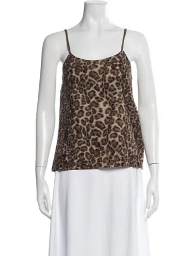 Pre-owned Helmut Lang Silk Animal Print Top In White