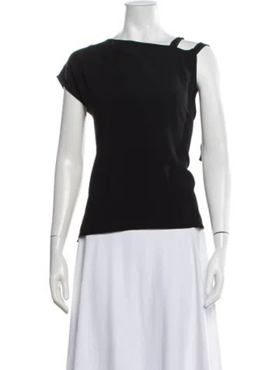 Pre-owned Helmut Lang Silk Asymmetrical Top In Black