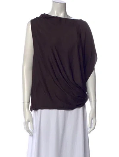 Pre-owned Helmut Lang Silk Asymmetrical Top In Brown