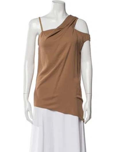 Pre-owned Helmut Lang Silk Asymmetrical Top In Neutrals