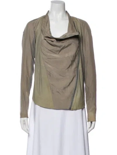 Pre-owned Helmut Lang Silk Biker Jacket In Green