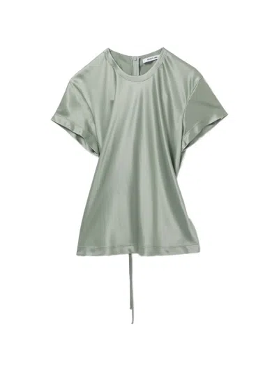 Helmut Lang Silk Satin Top In Green