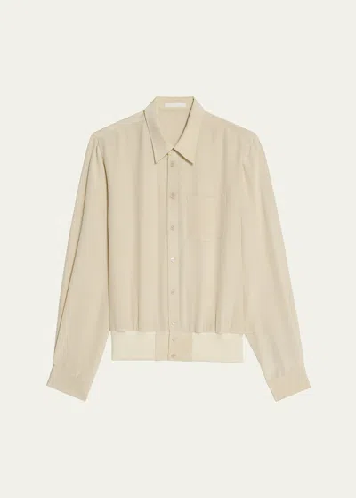 Helmut Lang Silk Bomber Jacket In Oat