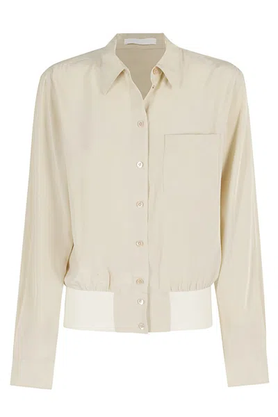 Helmut Lang Silk Bomber Shirt In Neutrals