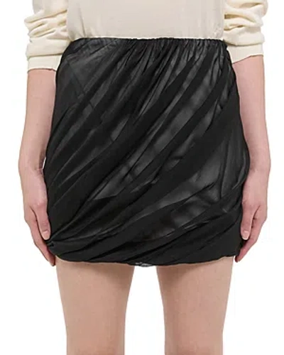 Helmut Lang Leather Bubble Mini Skirt In Black