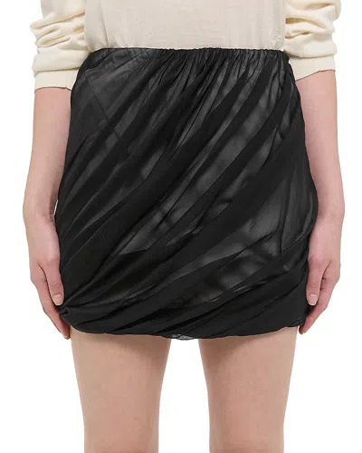 Helmut Lang Leather Bubble Skirt In Black