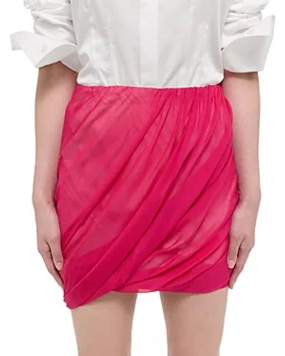 Helmut Lang Silk Bubble Skirt In Fuchsia
