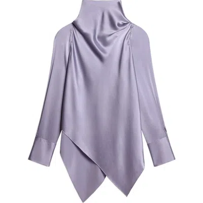 Helmut Lang Silk Cowl Neck Top In Aleutian