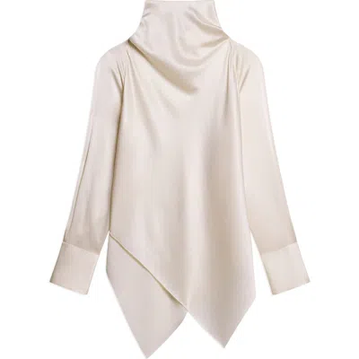 Helmut Lang Silk Cowl Neck Top In Ivory