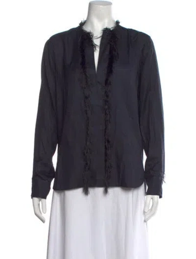 Pre-owned Helmut Lang Silk Crew Neck Blouse In Blue