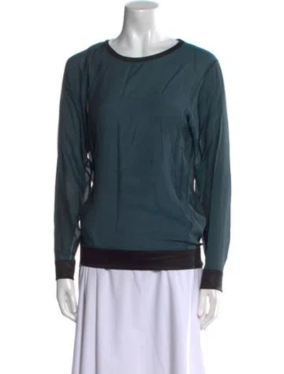 Pre-owned Helmut Lang Silk Crew Neck Sweatshirt In Blue