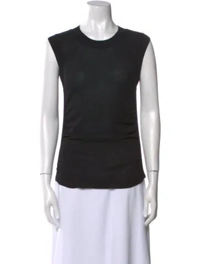 Pre-owned Helmut Lang Silk Crew Neck Top In Black