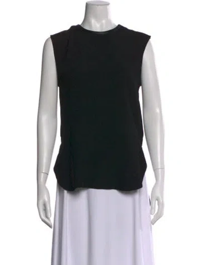 Pre-owned Helmut Lang Silk Crew Neck Top In Black