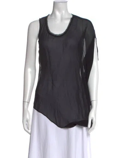 Pre-owned Helmut Lang Silk Crew Neck Top In Black