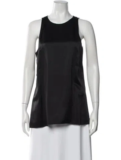Pre-owned Helmut Lang Silk Crew Neck Top In Black