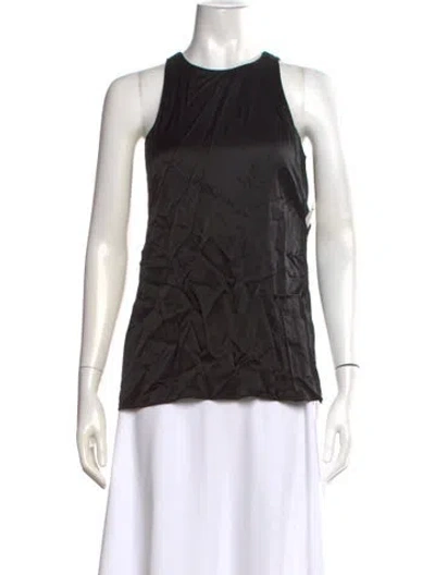 Pre-owned Helmut Lang Silk Crew Neck Top In Black