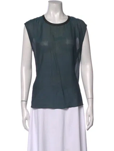 Pre-owned Helmut Lang Silk Crew Neck Top In Green