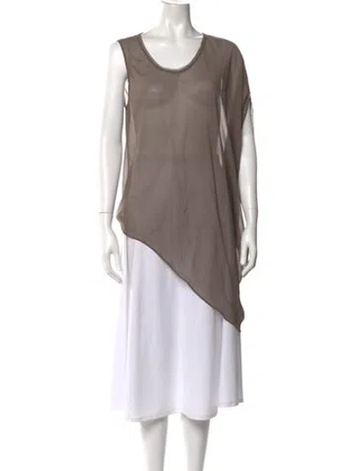 Pre-owned Helmut Lang Silk Crew Neck Top In Grey