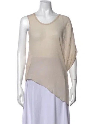 Pre-owned Helmut Lang Silk Crew Neck Top In Neutrals