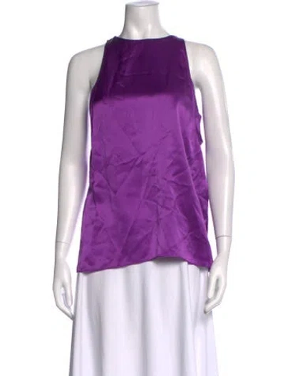 Pre-owned Helmut Lang Silk Crew Neck Top In Purple