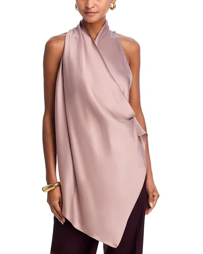 Helmut Lang Silk Draped Cowlneck Top In Pink