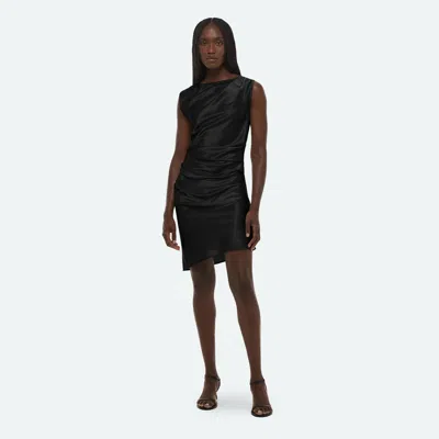 Helmut Lang Silk Draped Dress In Black